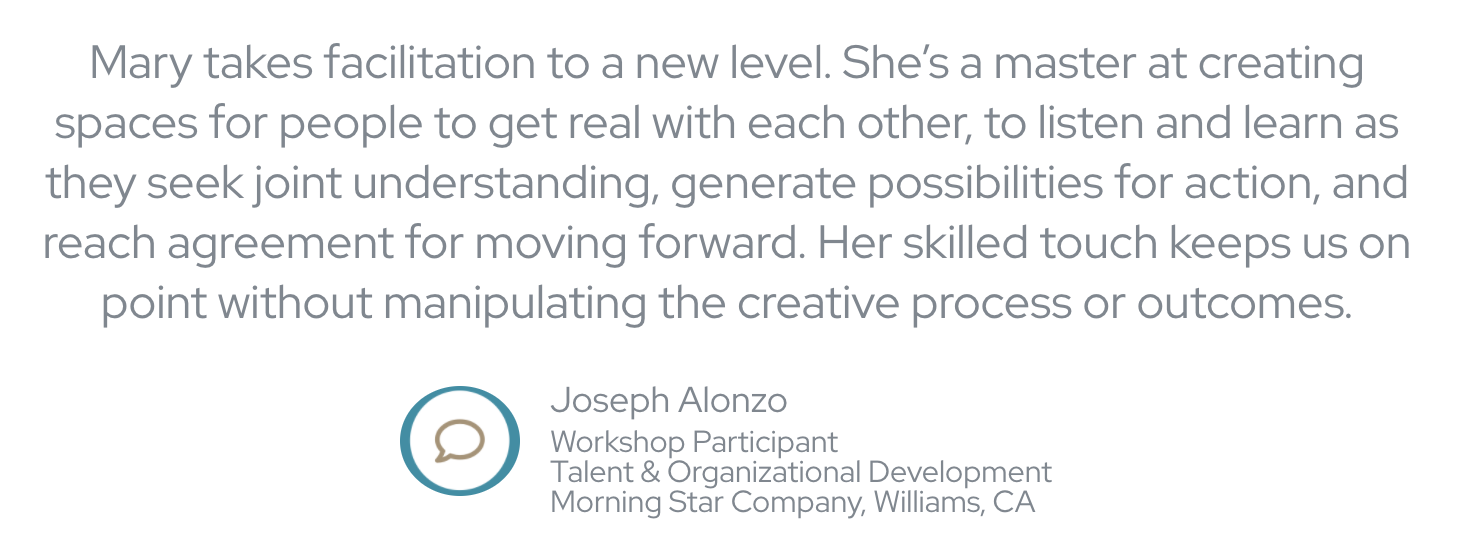 Creating spaces for people to get real and seek joint understanding to generate possibilities for action